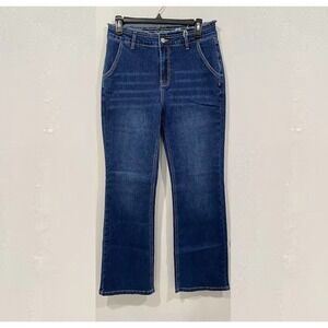 Flamingals Women's Streetwear Bootcut Jeans‎ Fringed Waist Stretch Denim M